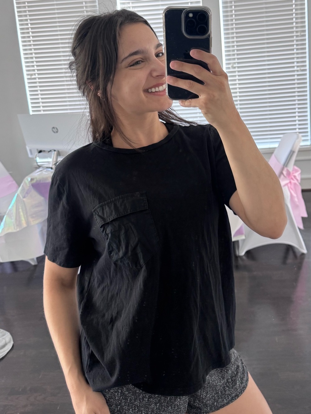 Zara Black Short-Sleeve Pocket Tee